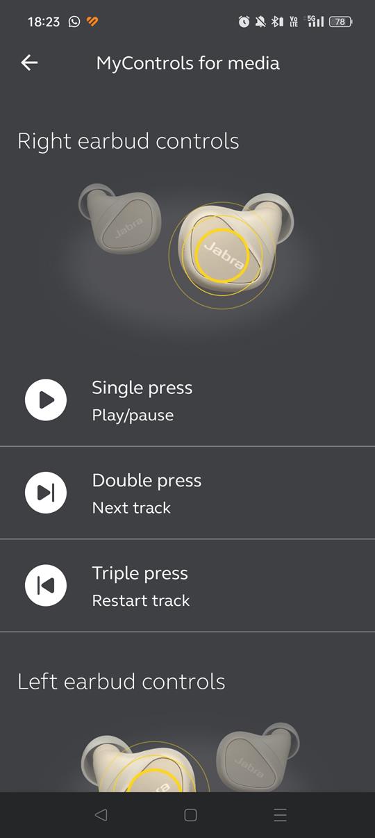 Jabra Elite 5: ekran główny aplikacji