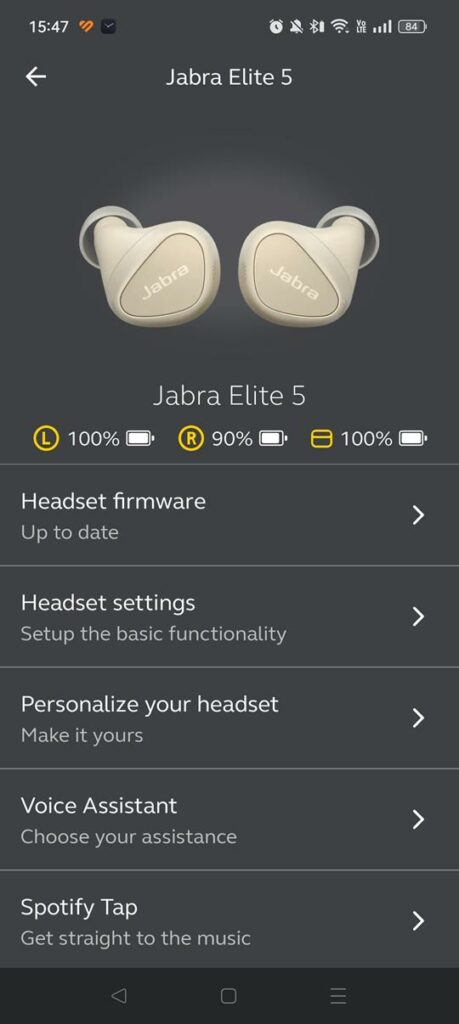 Jabra Elite 5 ustawienia w aplikacji